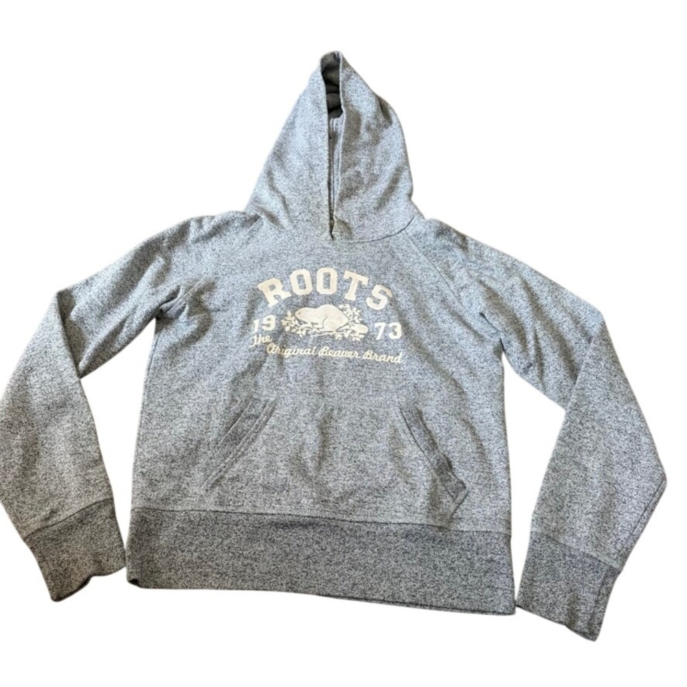 Roots Hoodie Women M Gray Beaver Graphic Salt Pepper Outdoors Camping Pullover